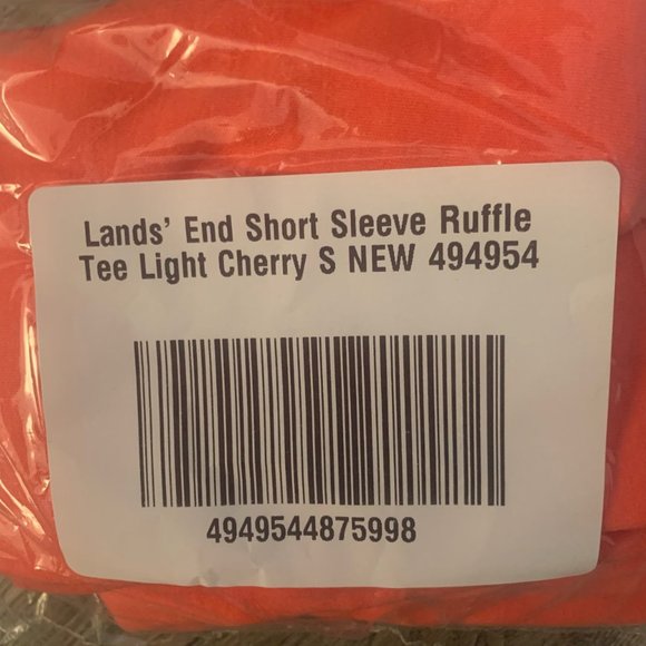 NWT LANDS' END SHORT SLEEVE RUFFLE TEE SHIRT LIGHT CHERRY (CORAL) SMALL - Picture 10 of 11
